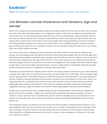 Link Between Lactose Intolerance and Genetics, Age and Gender