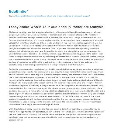 Audience in Rhetorical Analysis