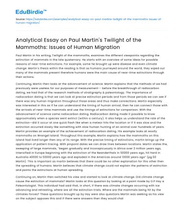 Twilight of the Mammoths and Human Migration