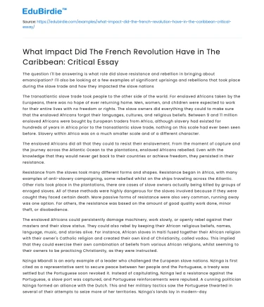 French Revolution’s Impact in the Caribbean