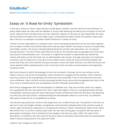 Essay on ‘A Rose for Emily’ Symbolism
