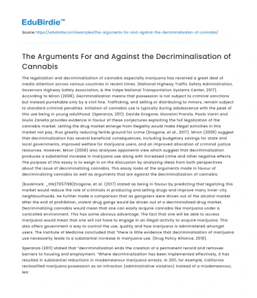 The Arguments For and Against the Decriminalisation of Cannabis