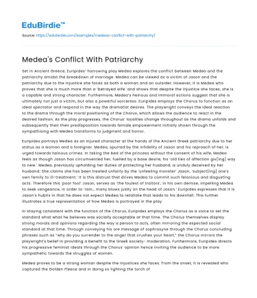 Medea’s Conflict With Patriarchy