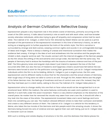Analysis of German Civilization: Reflective Essay