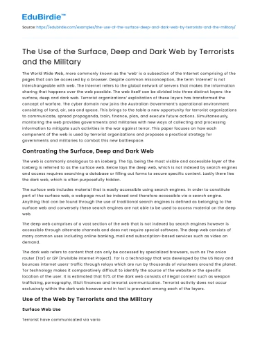 The Use of the Surface, Deep and Dark Web by Terrorists and the Military