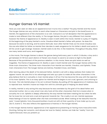 Hunger Games VS Hamlet