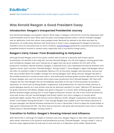Was Ronald Reagan a Good President Essay