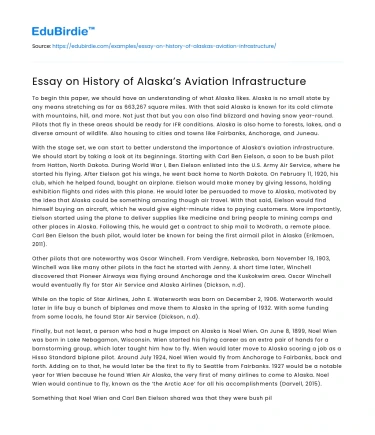 Essay on History of Alaska’s Aviation Infrastructure