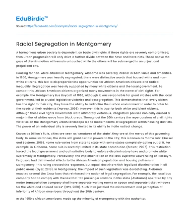 Racial Segregation in Montgomery