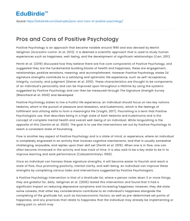 Pros and Cons of Positive Psychology