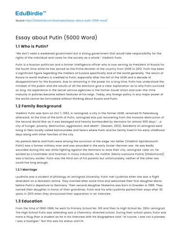 Essay about Putin (5000 Word)