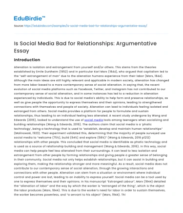 Is Social Media Bad for Relationships: Argumentative Essay