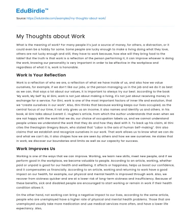 My Thoughts about Work