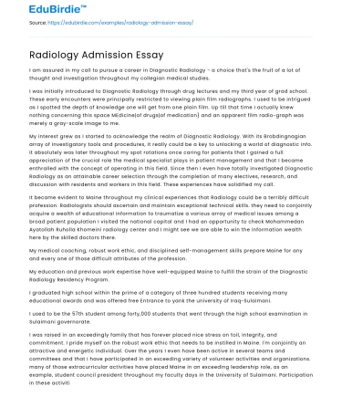 Radiology Admission Essay