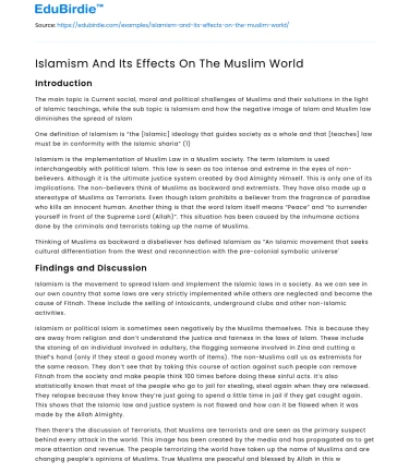 Islamism on the Muslim World