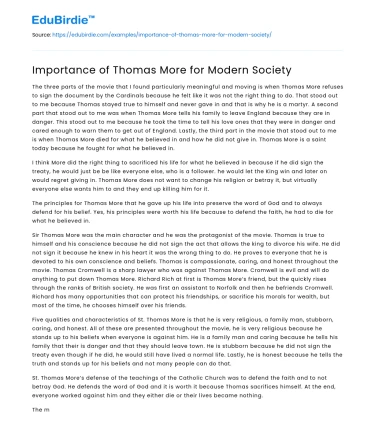 Importance of Thomas More for Modern Society