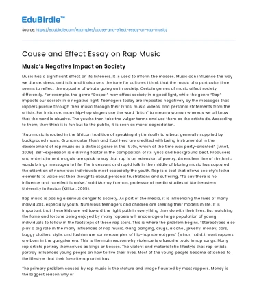 Cause and Effect Essay on Rap Music