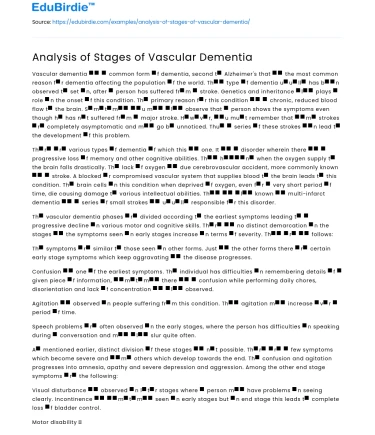 The Progression of Vascular Dementia Stages