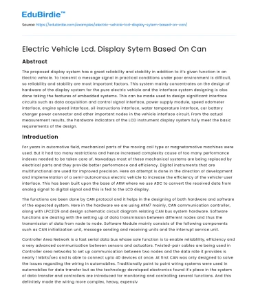 Electric Vehicle Displays through CAN Integration