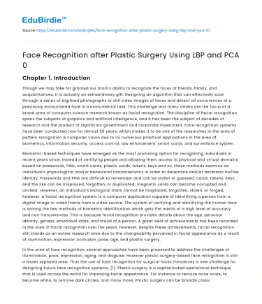 Face Recognition after Plastic Surgery Using LBP and PCA 0