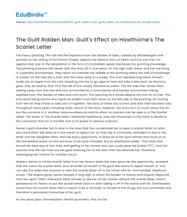 The Guilt Ridden Man: Guilt’s Effect on Hawthorne’s The Scarlet Letter