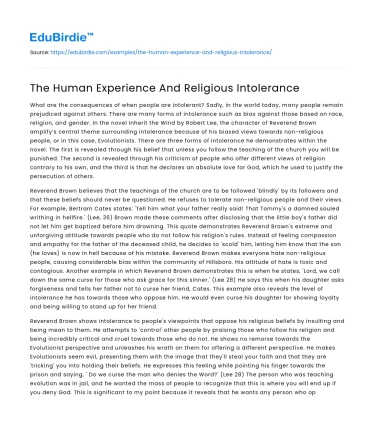 The Human Experience And Religious Intolerance