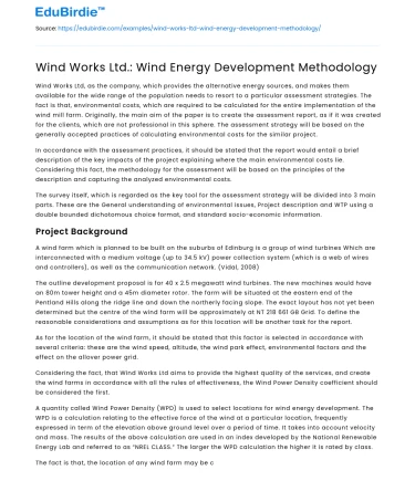 Wind Works Ltd.: Wind Energy Development Methodology