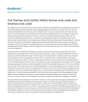 The Themes And Conflict Within Romeo And Juliet And Gnomeo And Juliet