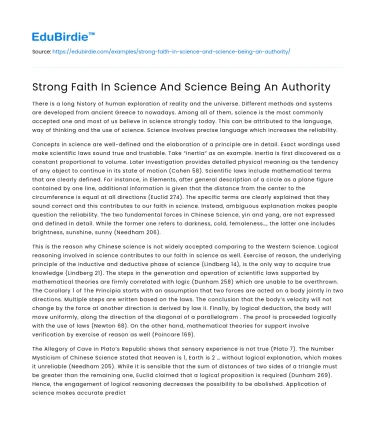 Strong Faith In Science And Science Being An Authority