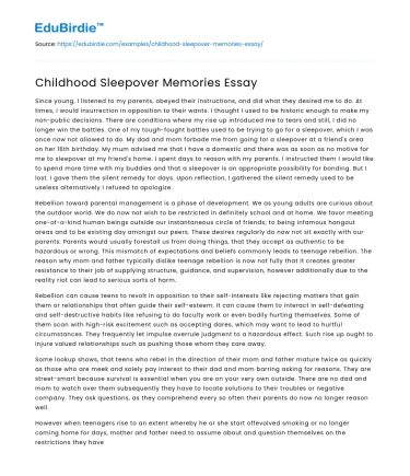 The Impact of Childhood Sleepovers