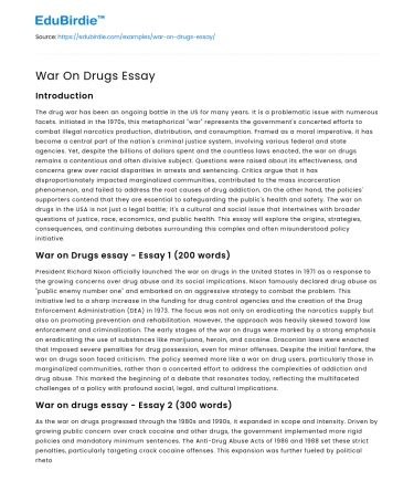 War On Drugs Essay