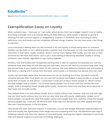Exemplification Essay on Loyalty