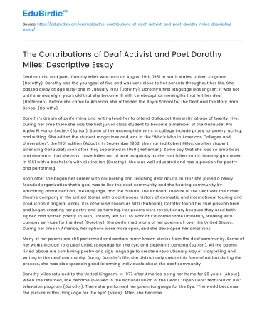 The Contributions of Deaf Activist and Poet Dorothy Miles