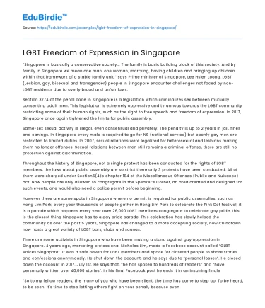 LGBT Freedom of Expression in Singapore