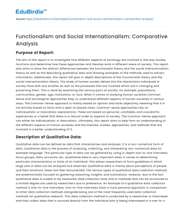 Functionalism and Social Internationalism: Comparative Analysis