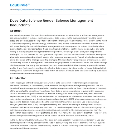 Does Data Science Render Science Management Redundant?