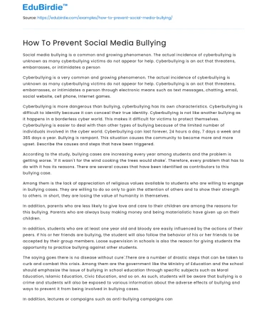 How To Prevent Social Media Bullying