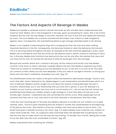 The Factors And Aspects Of Revenge In Medea