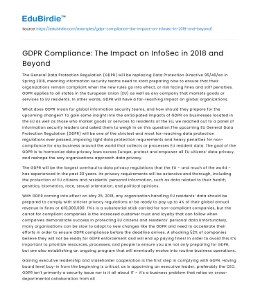 GDPR Compliance: The Impact on InfoSec in 2018 and Beyond