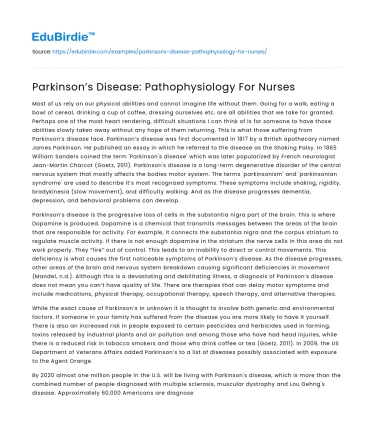 Parkinson’s Disease: Pathophysiology For Nurses