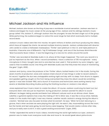 Michael Jackson and His Influence