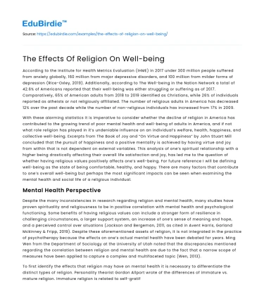 The Effects Of Religion On Well-being