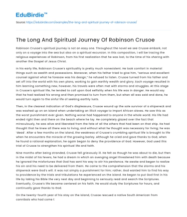 The Long And Spiritual Journey Of Robinson Crusoe