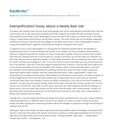 Exemplification Essay about a Really Bad Job