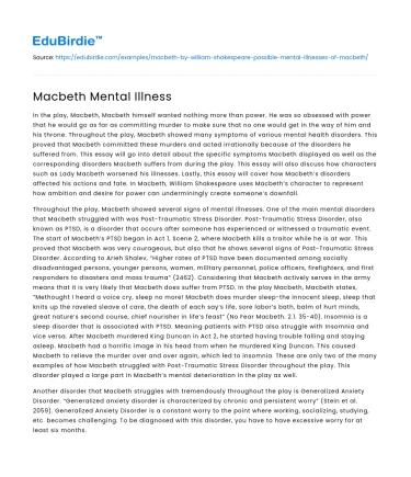 Macbeth Mental Illness