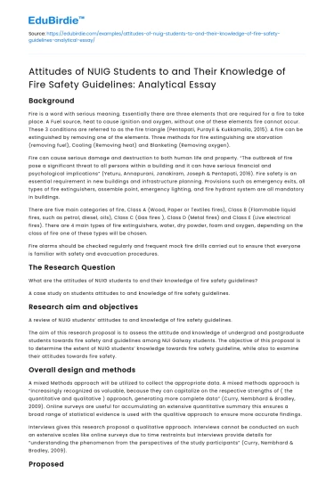 NUIG Students’ Attitudes & Knowledge of Fire Safety: Analysis