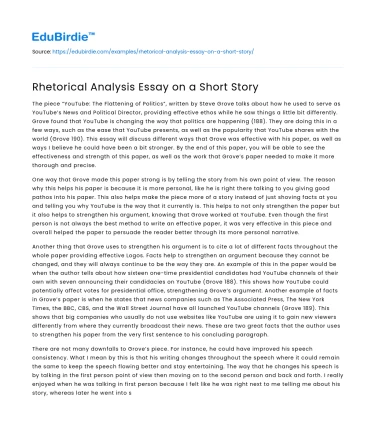 Rhetorical Analysis Essay on a Short Story