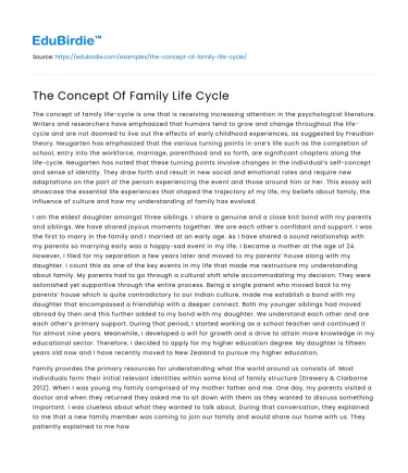 The Concept Of Family Life Cycle