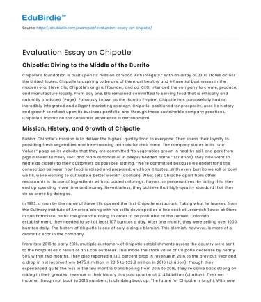 Evaluation Essay on Chipotle