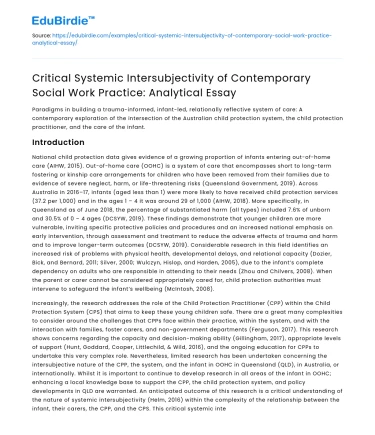 Critical Systemic Intersubjectivity in Social Work Practice: Analysis